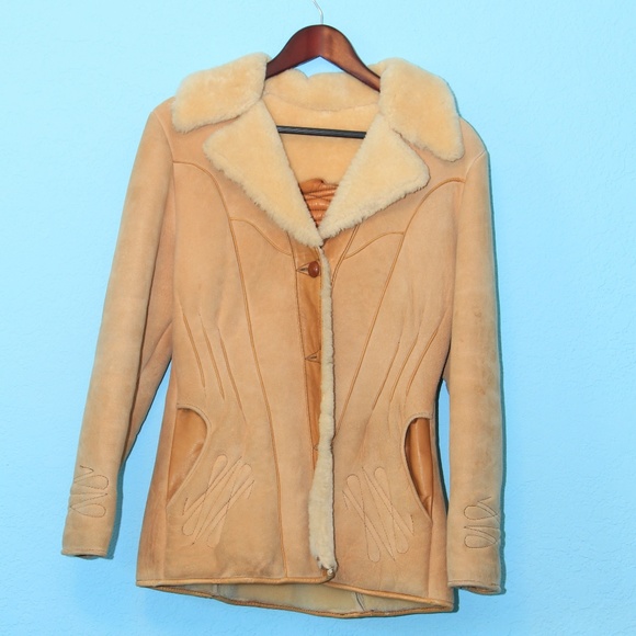 Crae Carlyle Vintage Jacket Shearling Tan 11 - Picture 1 of 4